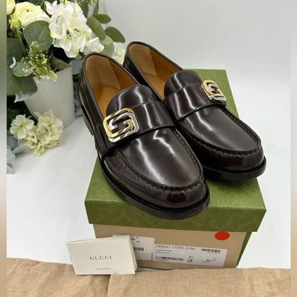 Men’s Gucci interlocking GG leather loafers size 8.5 made in Italy. - Picture 1 of 9